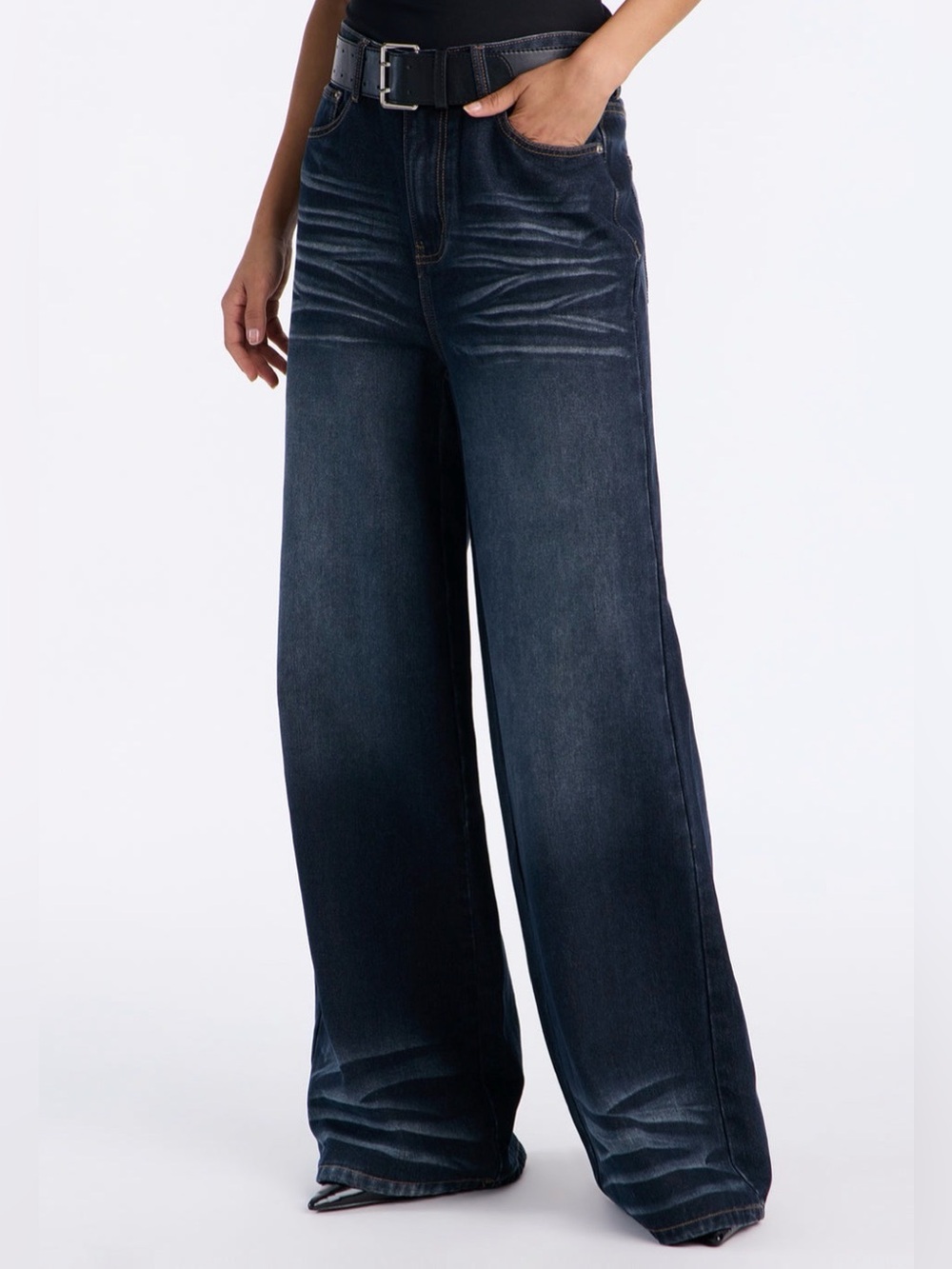 Fashion Nova Dark Indigo High-Rise Wide Leg Jeans Size 7